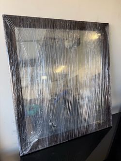Large Wall Mirror with Dark Wood Frame