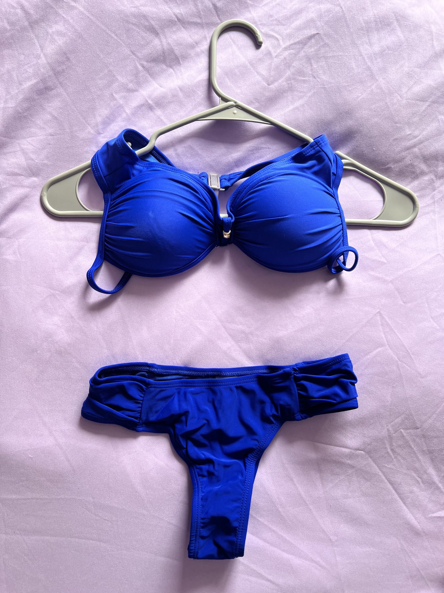 Women’s Underwire Solid 2 Piece Adjustable Strap Sexy Bikini Swimsuit Blue