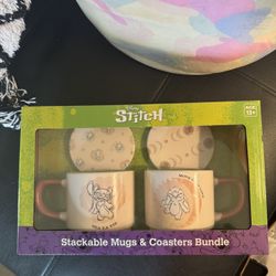 Dust Stitch Stackable Mugs & Coasters Bundle / Brand New 