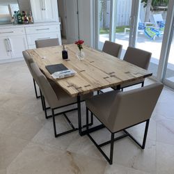 Dining Table and Leather Chairs 