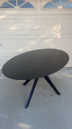 Modern Black Oval Dining Table Contemporary Pedestal Base