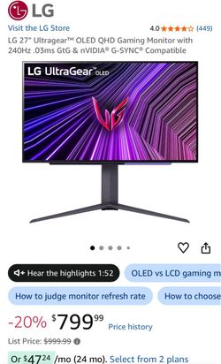 LG 27" Ultragear™ OLED QHD Gaming Monitor