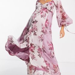 Pink Floral Maternity Dress