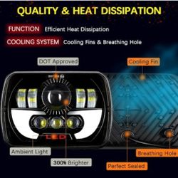 1 pair of 180w 5x7 led headlights, red color, Enblema led 