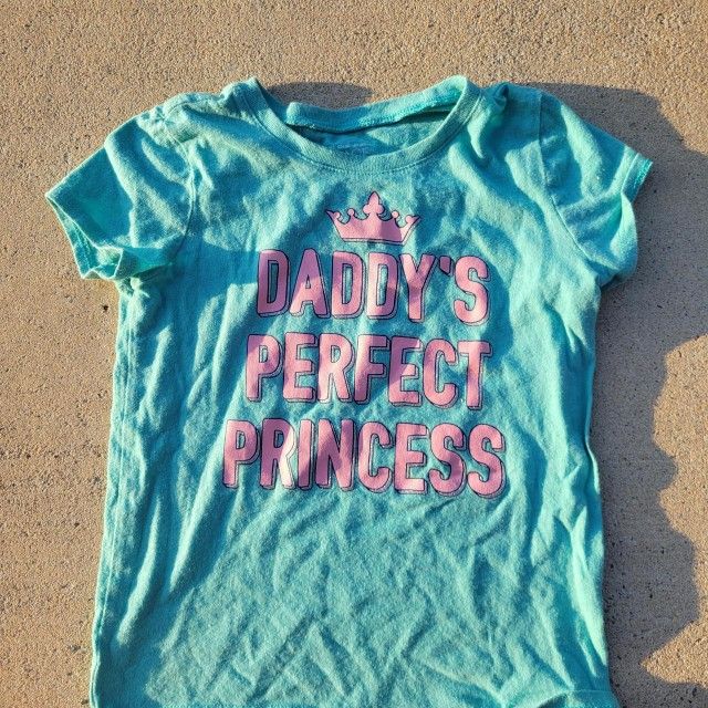 Blue and pink "Daddy's Perfect Princess" graphic tee for kids