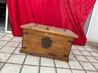 Vintage Spanish Colonial Like Wood Chest with Iron Hardware