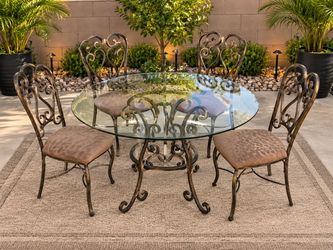 Round Glass Top Dining Table with 4 Chairs
