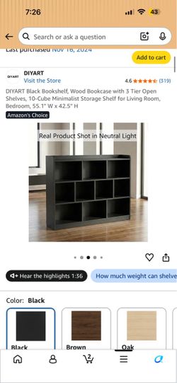 Black Bookshelf, Wood Bookcase