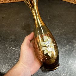 Venetian Glass Decanter Vase Hand Painted Italian Made