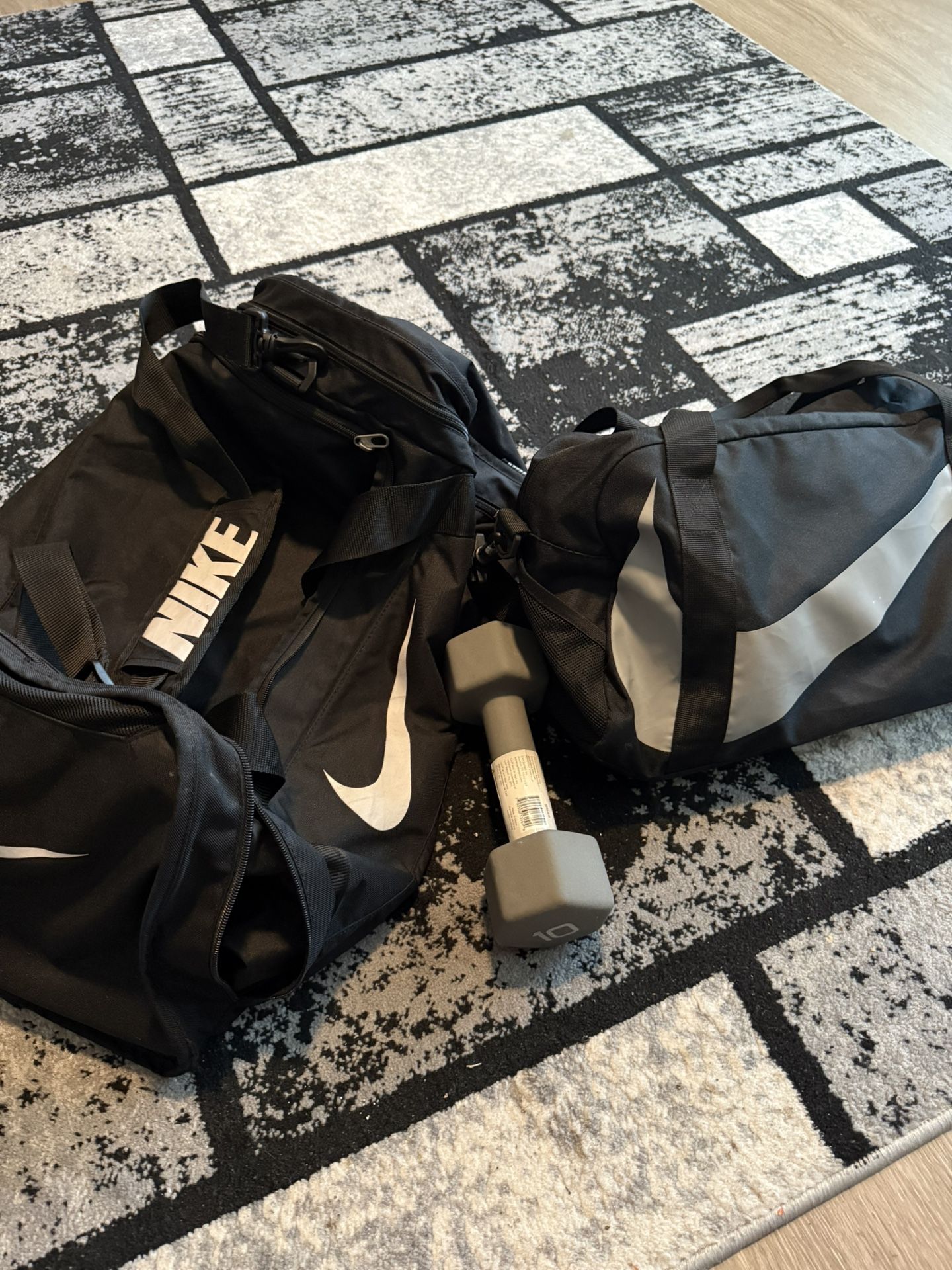 Nike Duffel Bag + 10lb Dumbbell