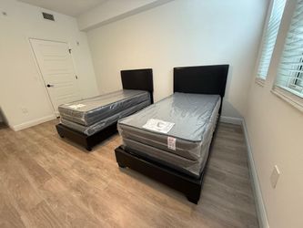 NEW BED FRAME TWIN SIZE WITH MATTRESS AND BOX SPRING