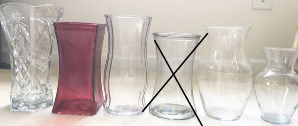 Five (5) different styles and shape of vases 