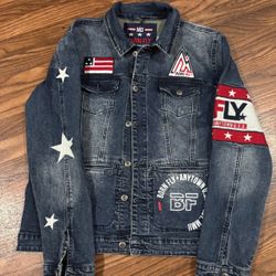 Born Fly * Cold As Ice Denim Jean Jacket * Size Medium * Like NEW 