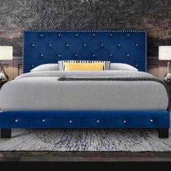 Brand New Blue King Size Bed Frame With New Mattress/Fast Delivery