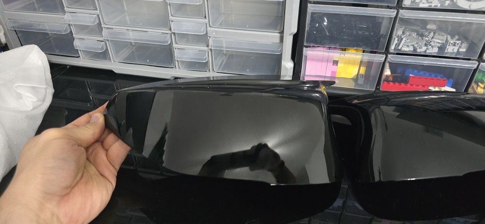 Pair Car Exterior Rear View Mirror Covers Cap Replacement for BMW 5 Series E60 E61 E63 E64 2004-2007 Gloss Black