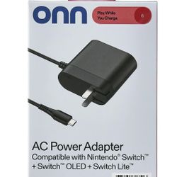 onn AC Power Adapter for Nintendo Switch & Switch, 6ft, Lite, Black