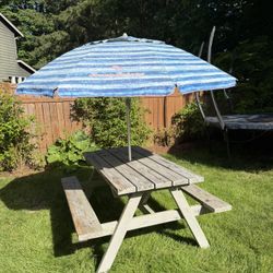 Kids Size Picnic Table and Umbrella