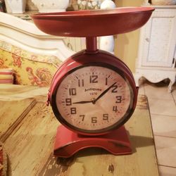 Decorative Farmhouse Double Sided Clock Kitchen Scale.