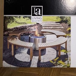 Living Accents Brown Wood Curved Outdoor Bench