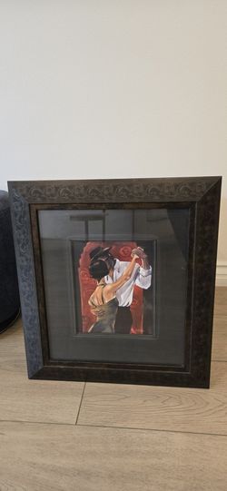 Framed Spanish Heart Tango Painting by Trish Biddle 21x18 Inches