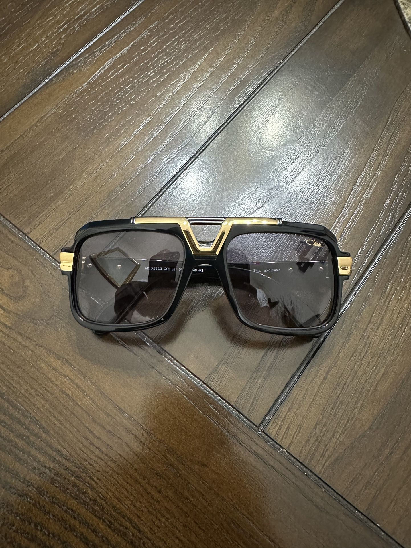 NEW Cazal Legends 664/3 001 Shiny Black Gold Grey Gradient Sunglasses