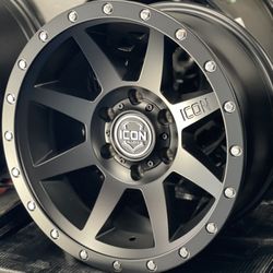 Icon Rebound 17x8.5 Matte Black 6x139.7 + 0 Offset Wheels For Silverado / Gmc / Tacoma 🔥🔥🔥🔥