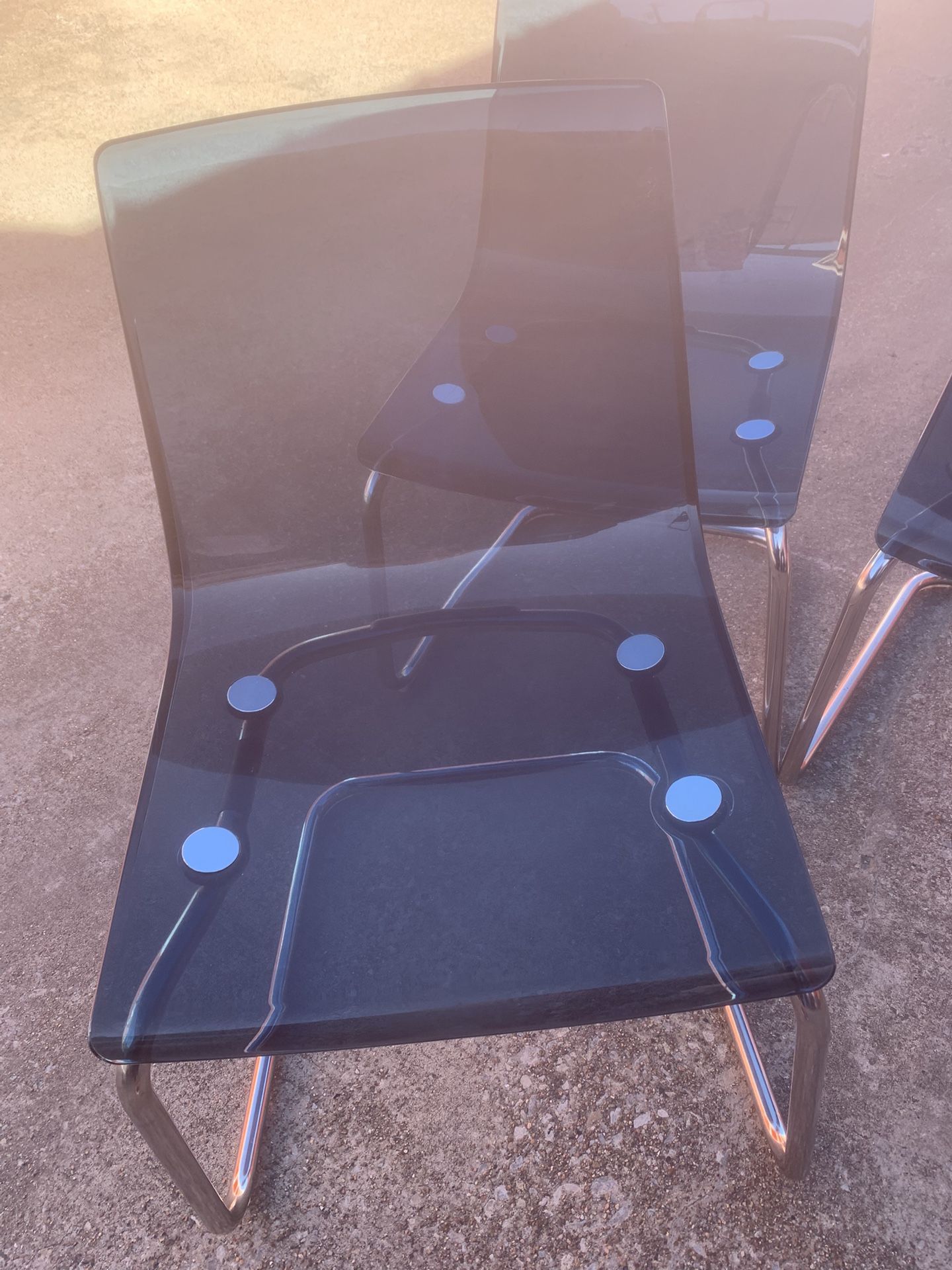 IKEA Modern Polycarbonate Transparent Blue Set Of 6 Dinning Chairs Blue