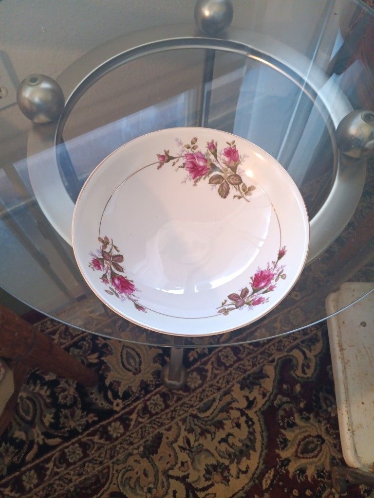 VINTAGE MOSS ROSE PORCELAIN FLORAL BOWLS