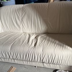 White/ivory leather couch