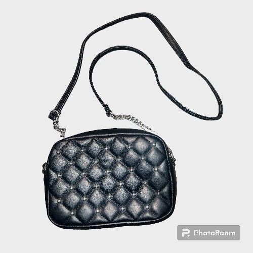 Rebecca Minkoff Diamond Quilt Stud Vegan Leather Crossbody Bag Black