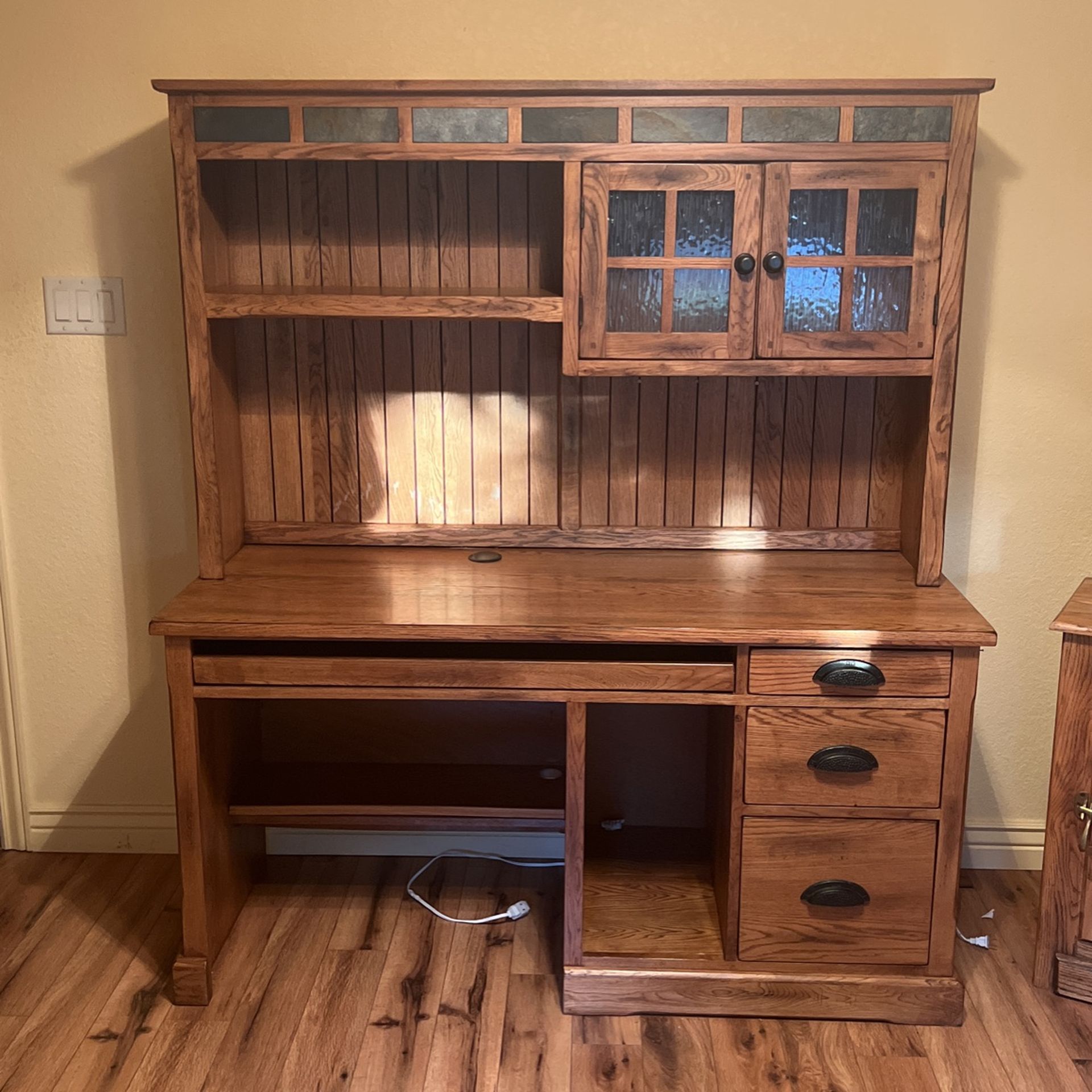 Craftsman style desk and side cabinet