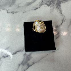 Goldplated Freshwater Baroque Pearl Adjustable Ring