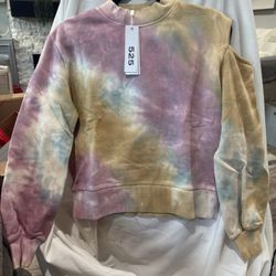 525 Women’s Tie-Dye Cold Shoulder Sweatshirt NWT – Size Small – Glacier Multi