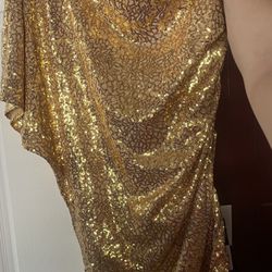 Windsor sequin off shoulder gold dress
