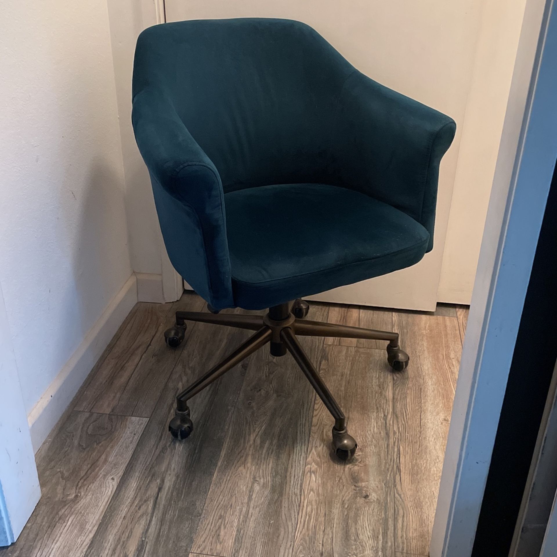 Declan Navy Blue Velvet Upholstered World Market Office Chair