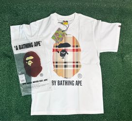 BAPE white t-shirt with plaid ape head graphic #streetwear #bape