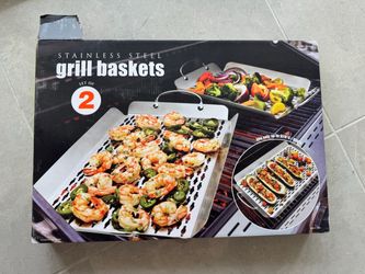 Brand New in Box - Stainless Steel Grill Baskets Set of 2