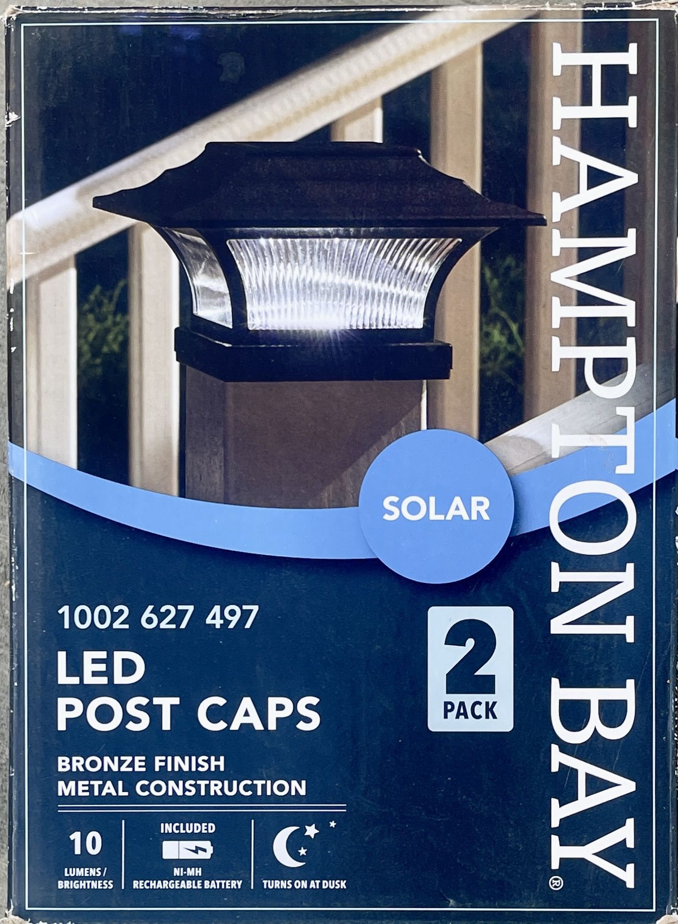 Hampton Bay Solar Deck Post Light (1002 627 497) (2 Pack)
