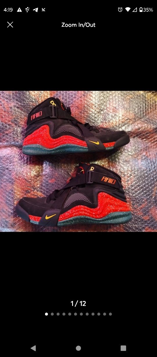 New Mens Nike Lunar Raid 654480-600 Black Chilling Red Green 2014 Sneakers Sz 12