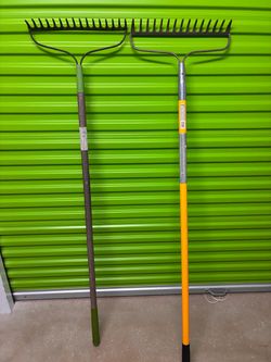 Lot of 2 Metal Garden Rakes
