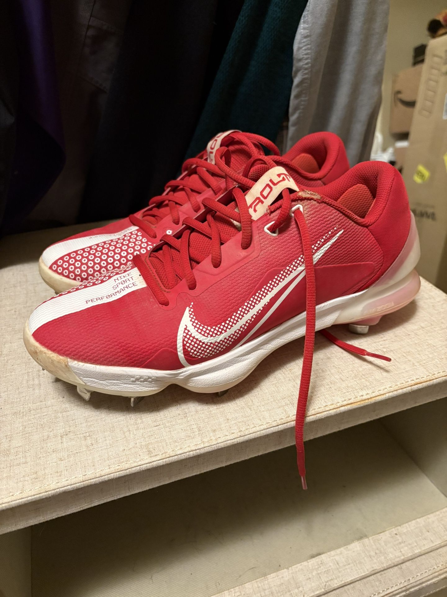 Nike Trout 7 Metal Baseball Cleats Red Size 10
