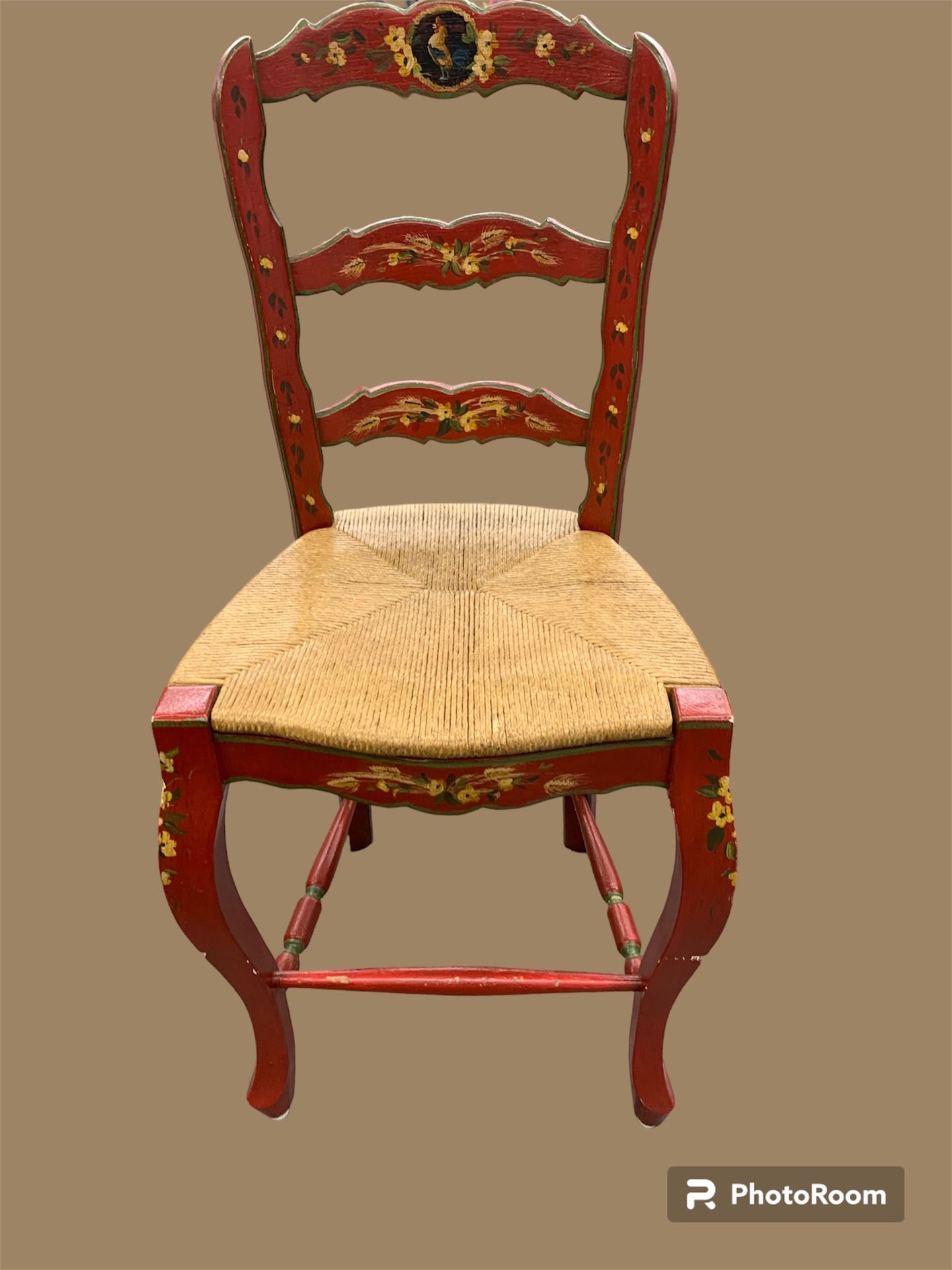 4 Piece Red Wooden Chairs 