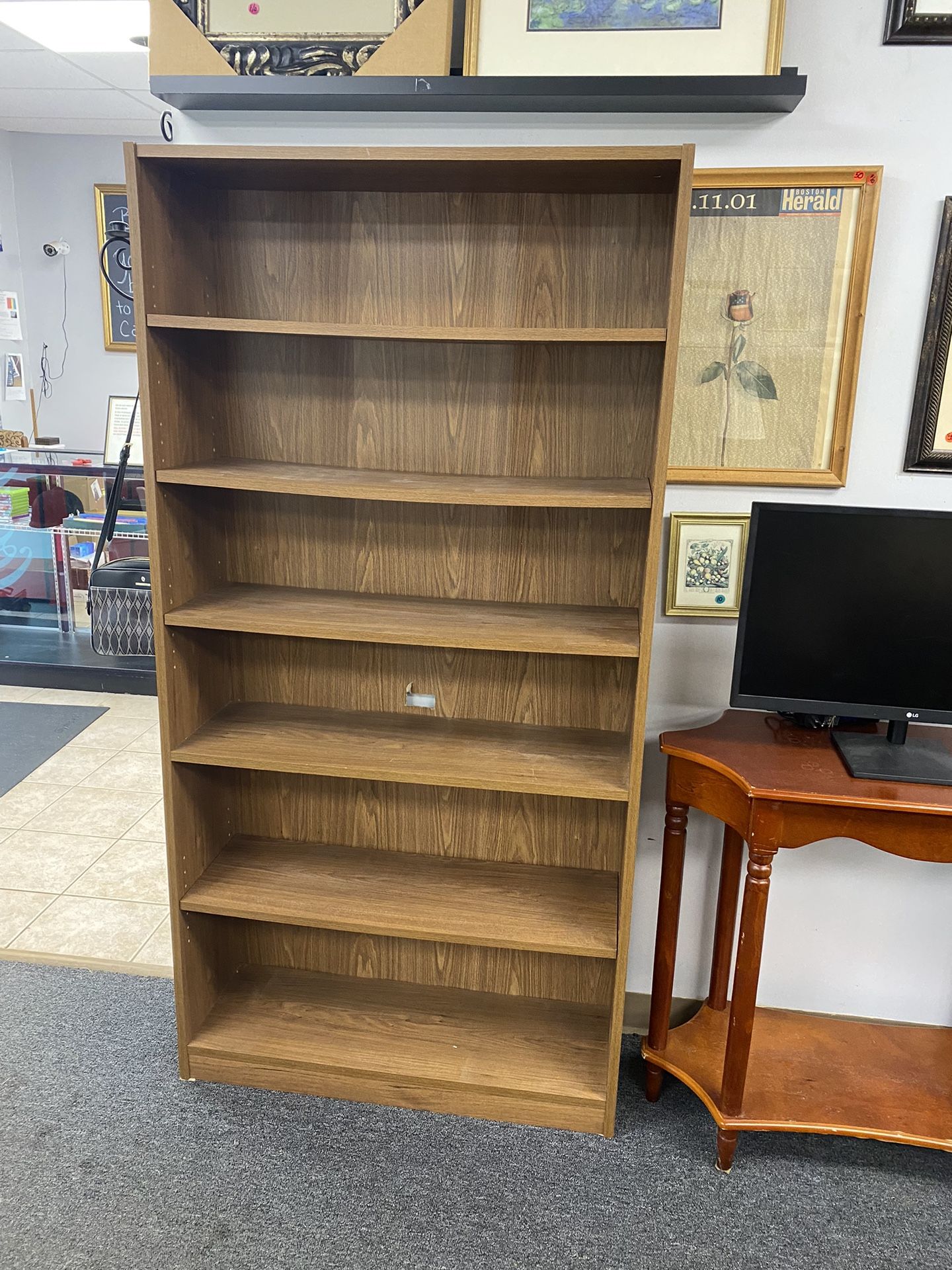 Brown 6-Shelf Bookcase Storage Pantry Cabinet $75 36” x 12” x 72”