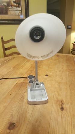 Desk lamp with pen and pencil holder flexible