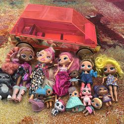 LOL  and OMG dolls plus car