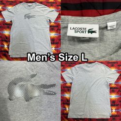 Lacoste Sport Crocodile T-Shirt Men’s Size Large Gray Big Croc Logo Tennis