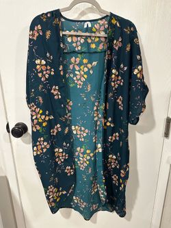 Teal Floral Kimono