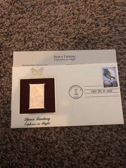 Space Fantasy (Explorers in Flight) First Day of issue (Golden Replica Stamp)