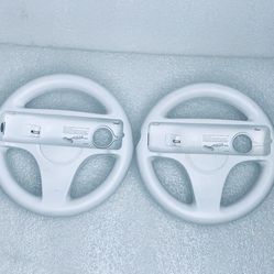 lot of 2 Nintendo Wii 7" Racing Wheels for Wii Remote Controllers, White, RVL-024