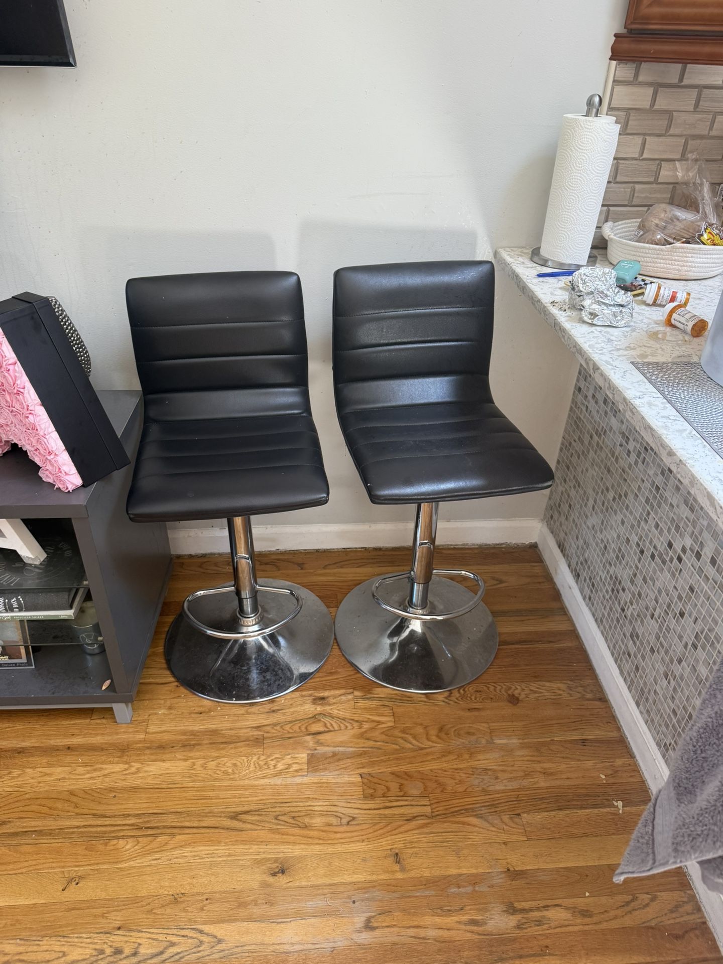 Two Bar Stools (adjustable Height ) 